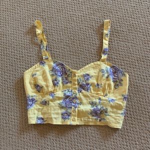 Forever 21 floral button up crop top